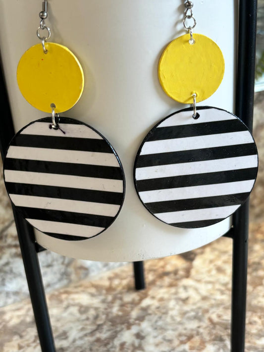 Bold Striped and Vibrant Statement Earrings