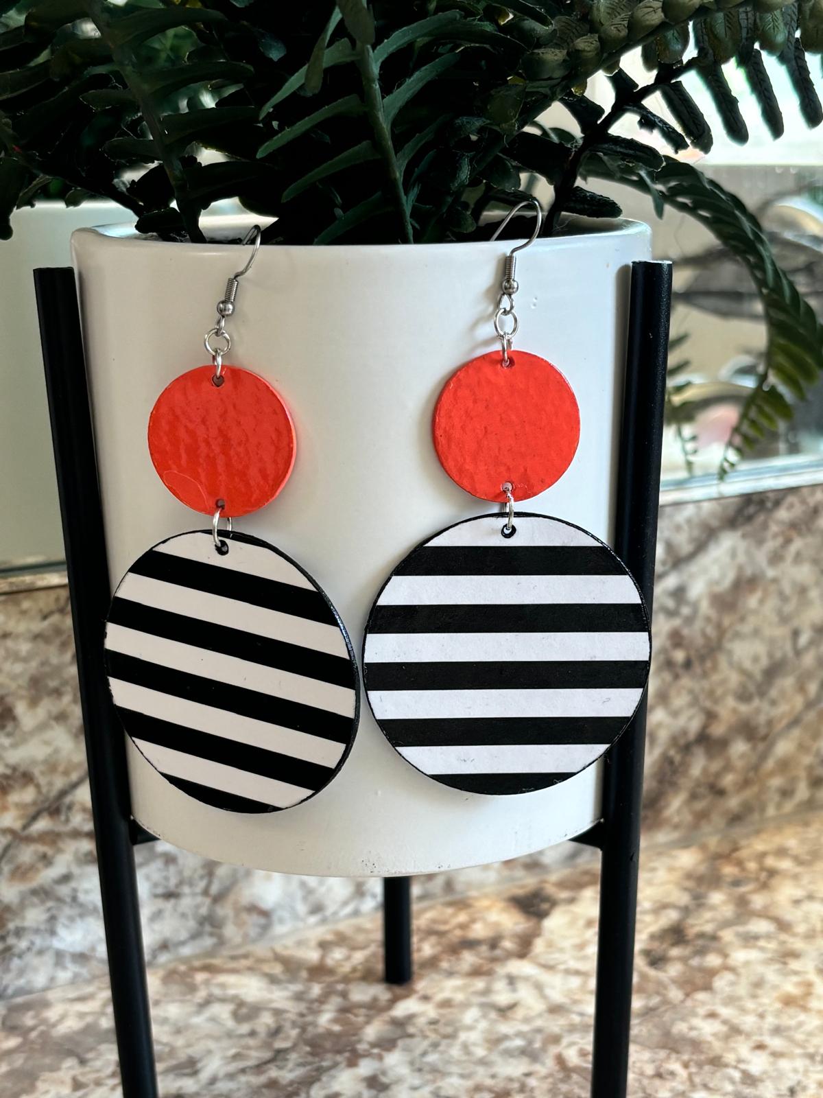 Bold Striped and Vibrant Statement Earrings