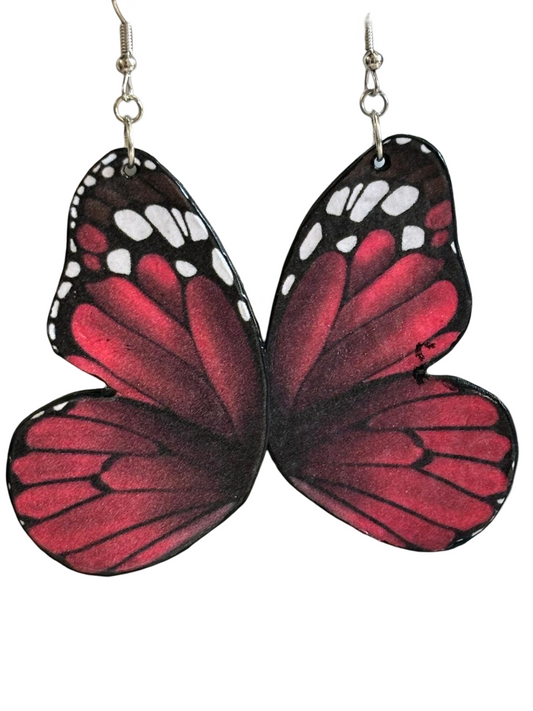 Handcrafted Red and Black Butterfly Earrings