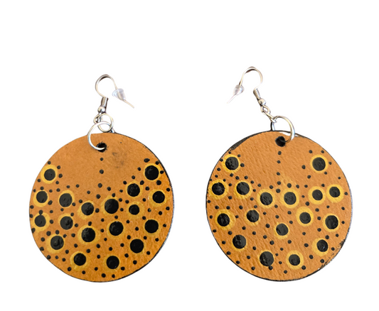 Handcrafted Circle Earrings with Intricate Dot Pattern