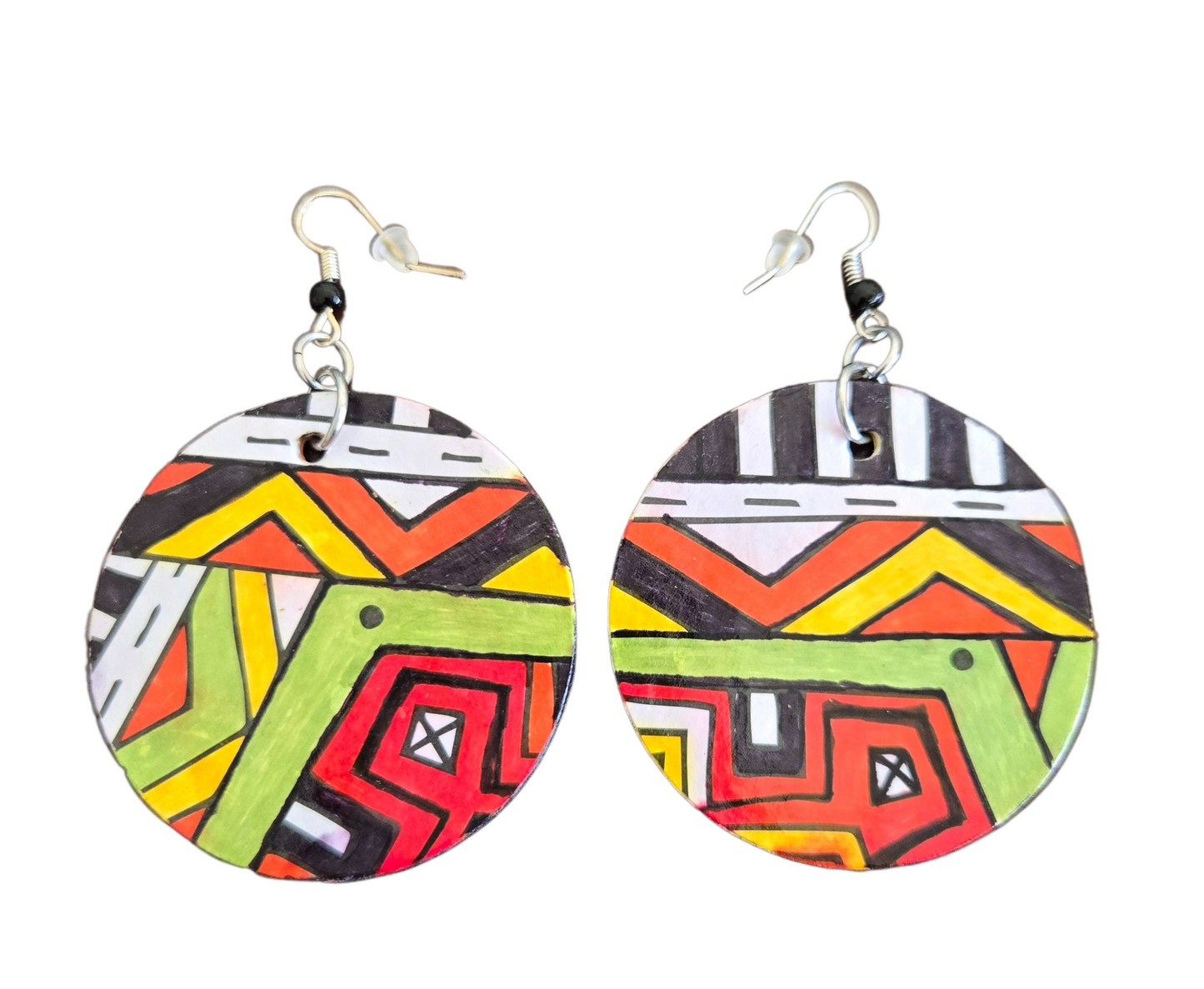 Handmade Vibrant Tribal Earrings| Bold Colors & Intricate Patterns