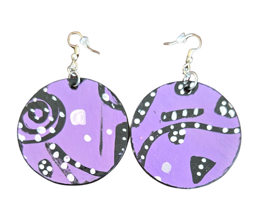 Artsy Purple & Black Handmade Paper Earrings