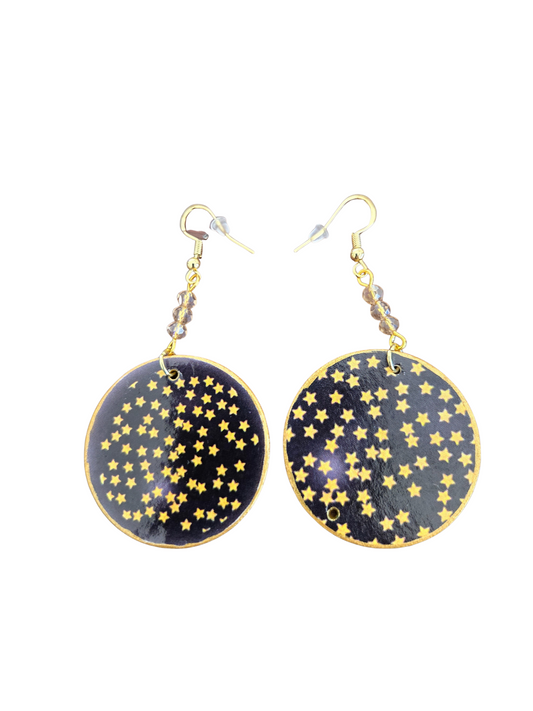 Celestial Night Paper Earrings – Lightweight Elegance with Golden Stars