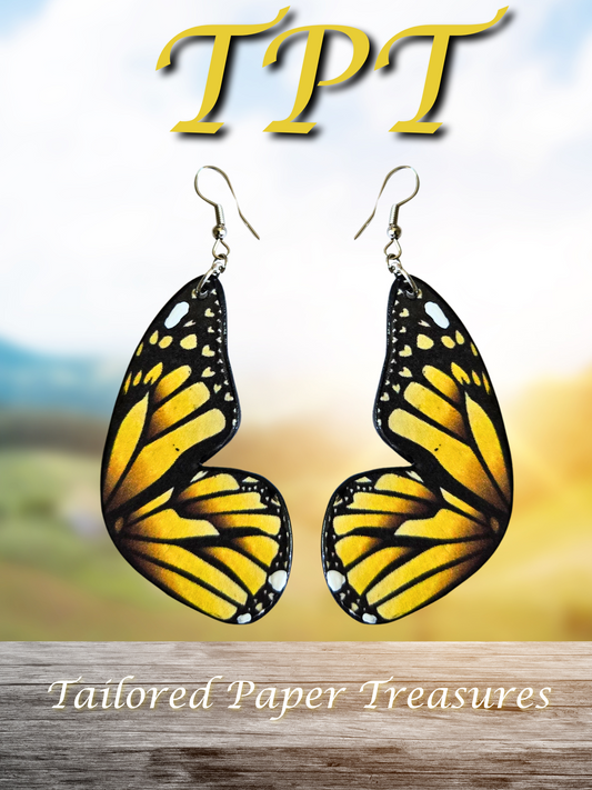 Beautiful Yellow and Black Butterfly Paper Earrings