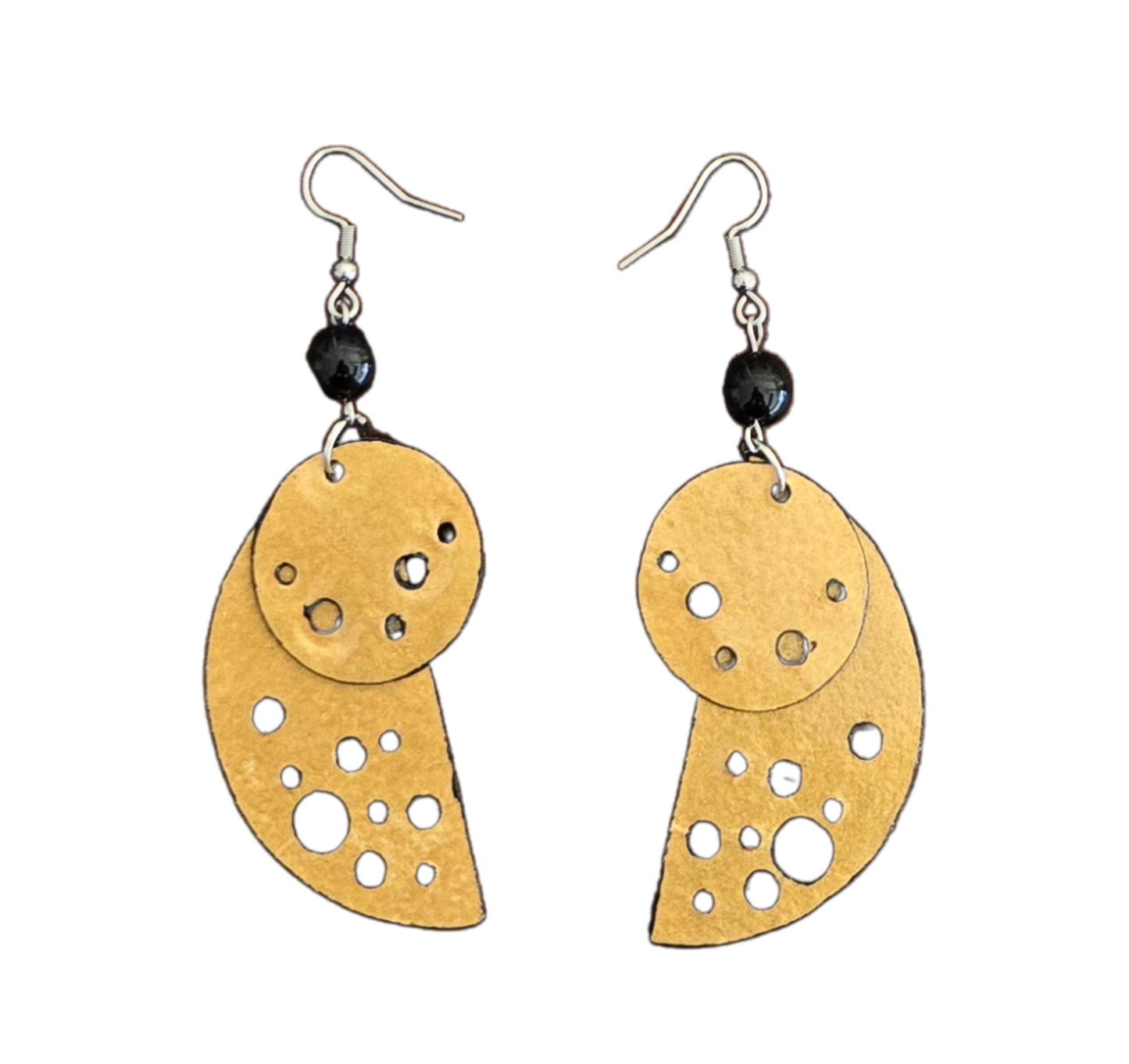 Gold-Toned Geometric Layered Earrings | Modern Cut-Out Design