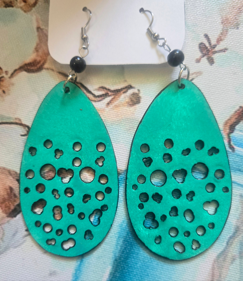 Teal Mosaic Handmade Earrings