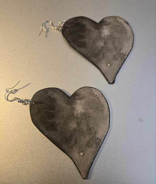 Gray Love Asymmetrical Paper Earrings