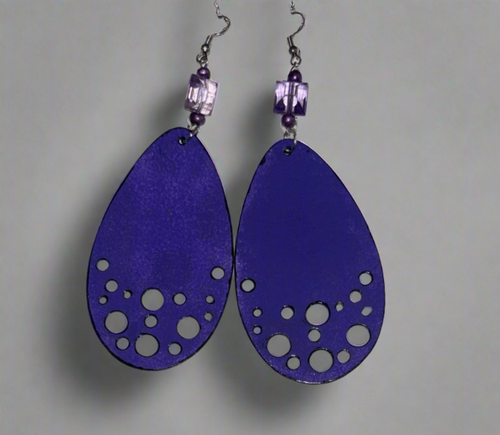 Handmade Purple Swiss Teardrop Earrings