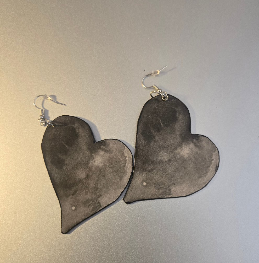 Gray Love Asymmetrical Paper Earrings