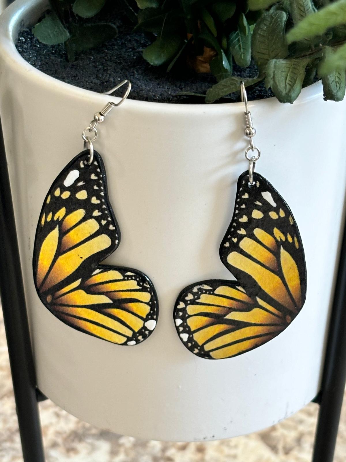 Yellow Eco-Friendly Butterfly Bliss: Handcrafted Earrings