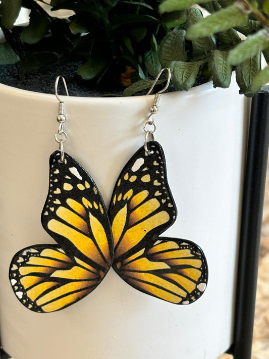 Yellow Eco-Friendly Butterfly Bliss: Handcrafted Earrings