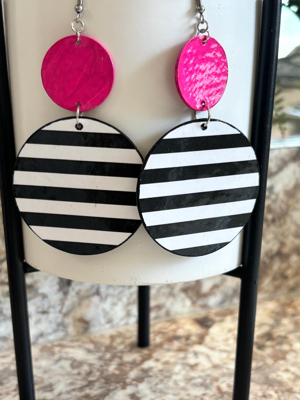 Bold Striped and Vibrant Statement Earrings