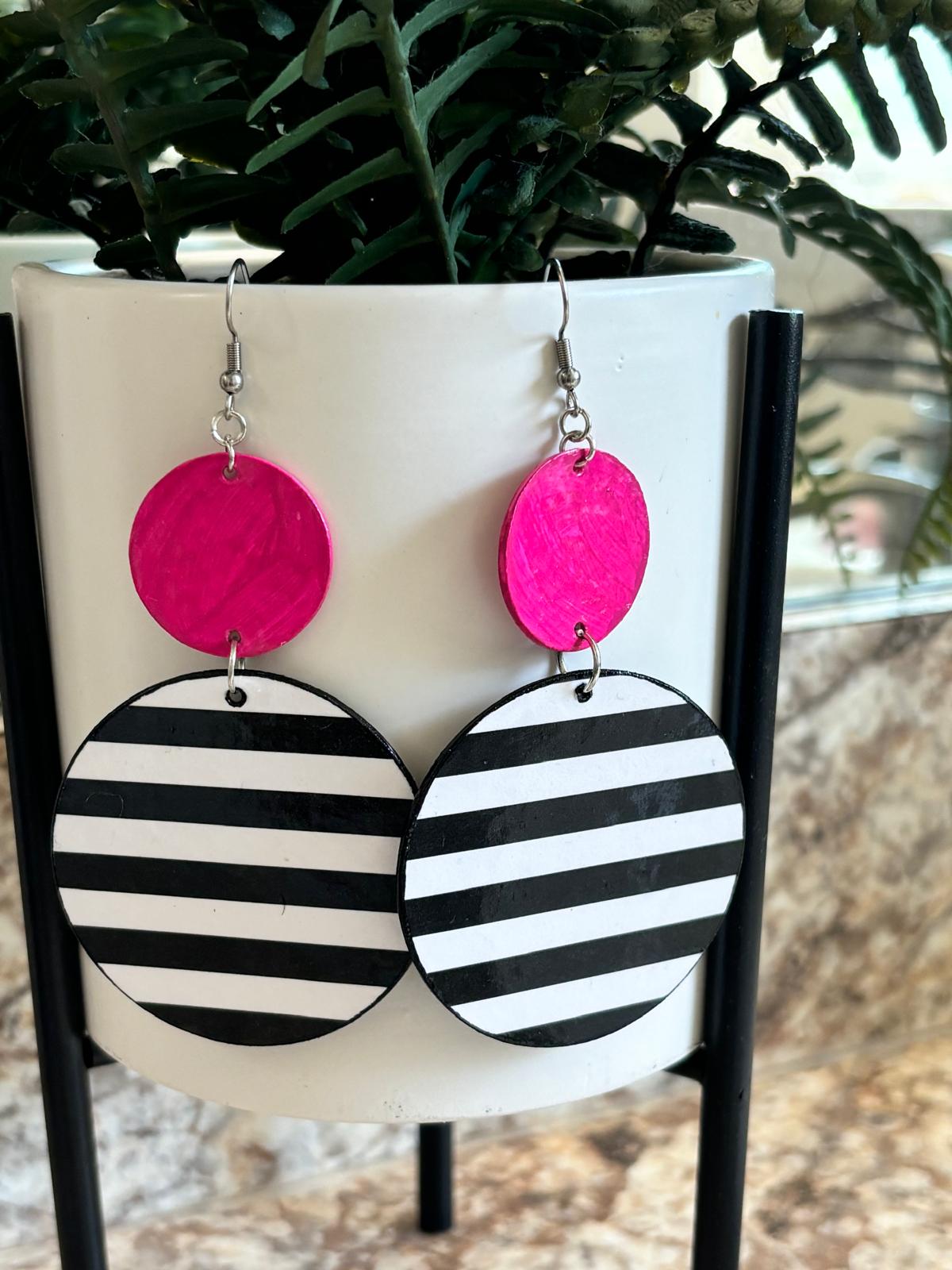 Bold Striped and Vibrant Statement Earrings