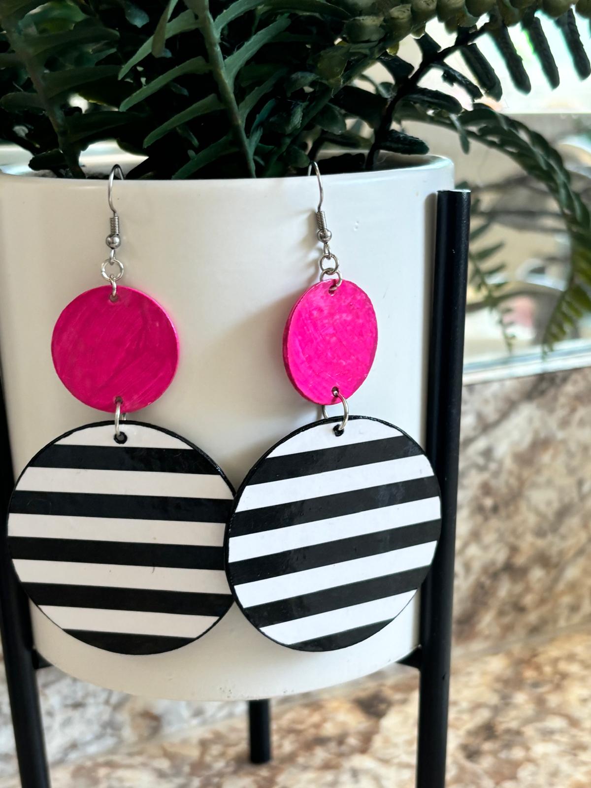 Bold Striped and Vibrant Statement Earrings