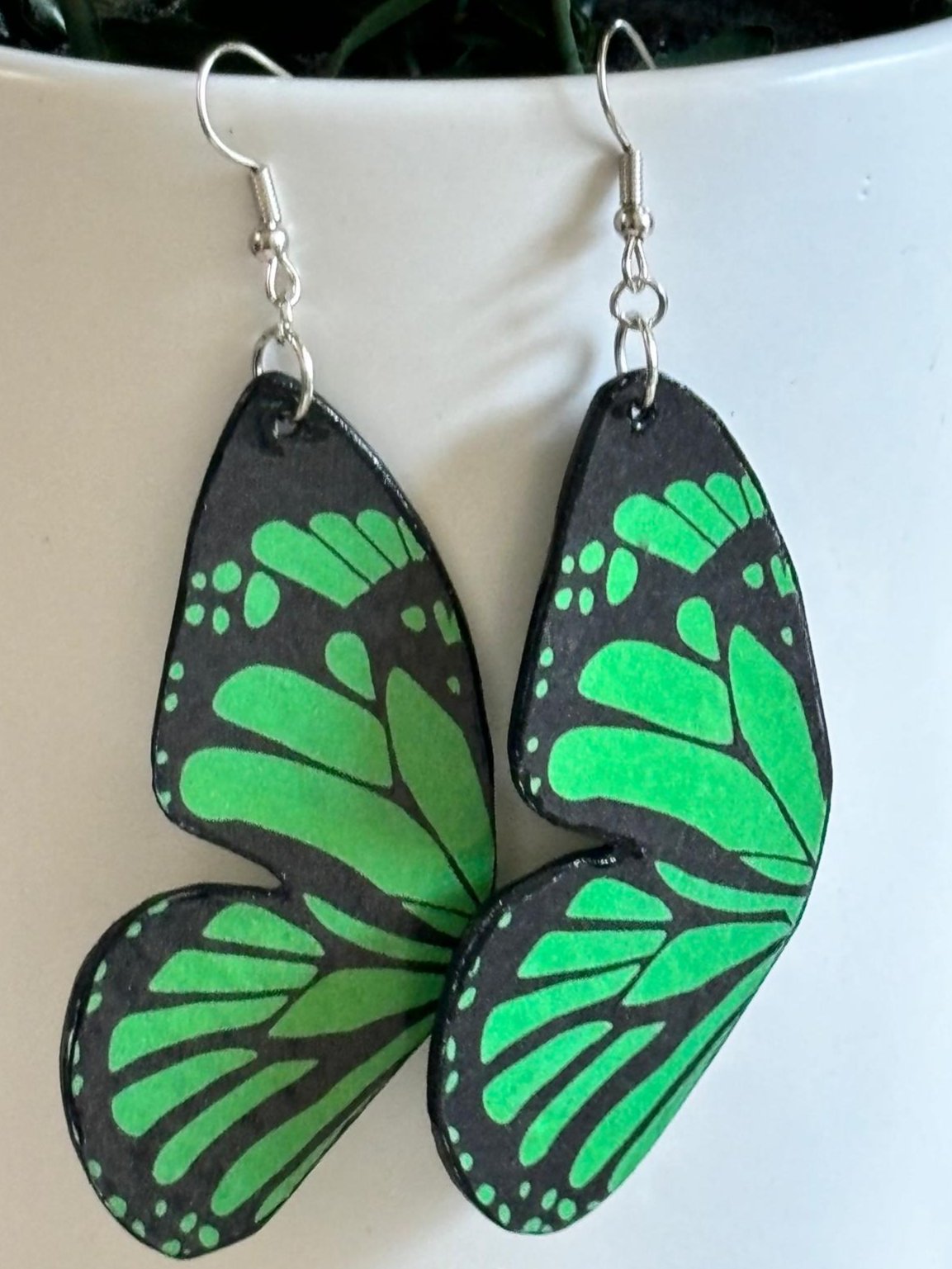 Emerald & Black Butterfly Eco-Friendly Earrings