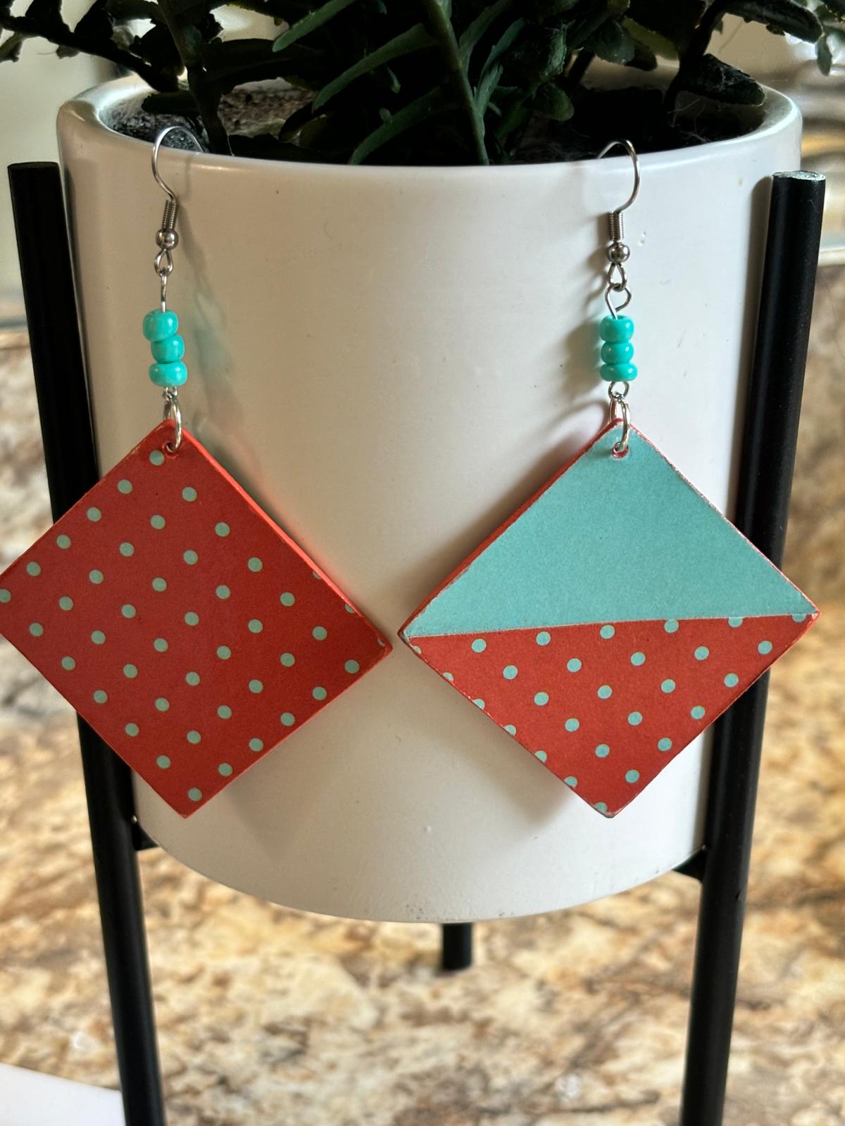 Paper Dream Dots Dangle- Handmade Earrings