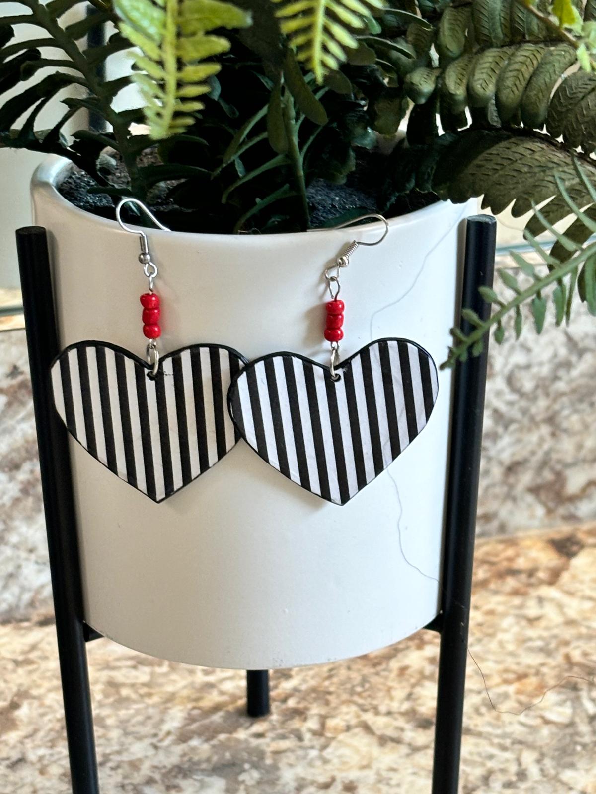 Handmade Heart-Shaped Earrings with Virgin Islands Emblem