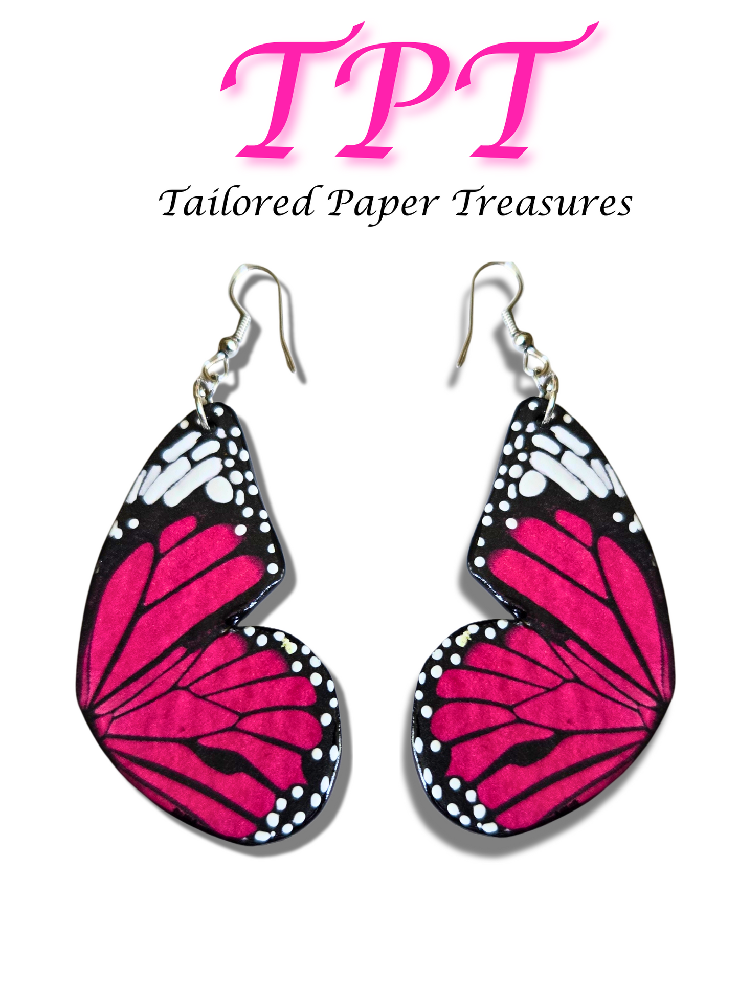 Vibrant Butterfly Earrings – Pink & Black Edition