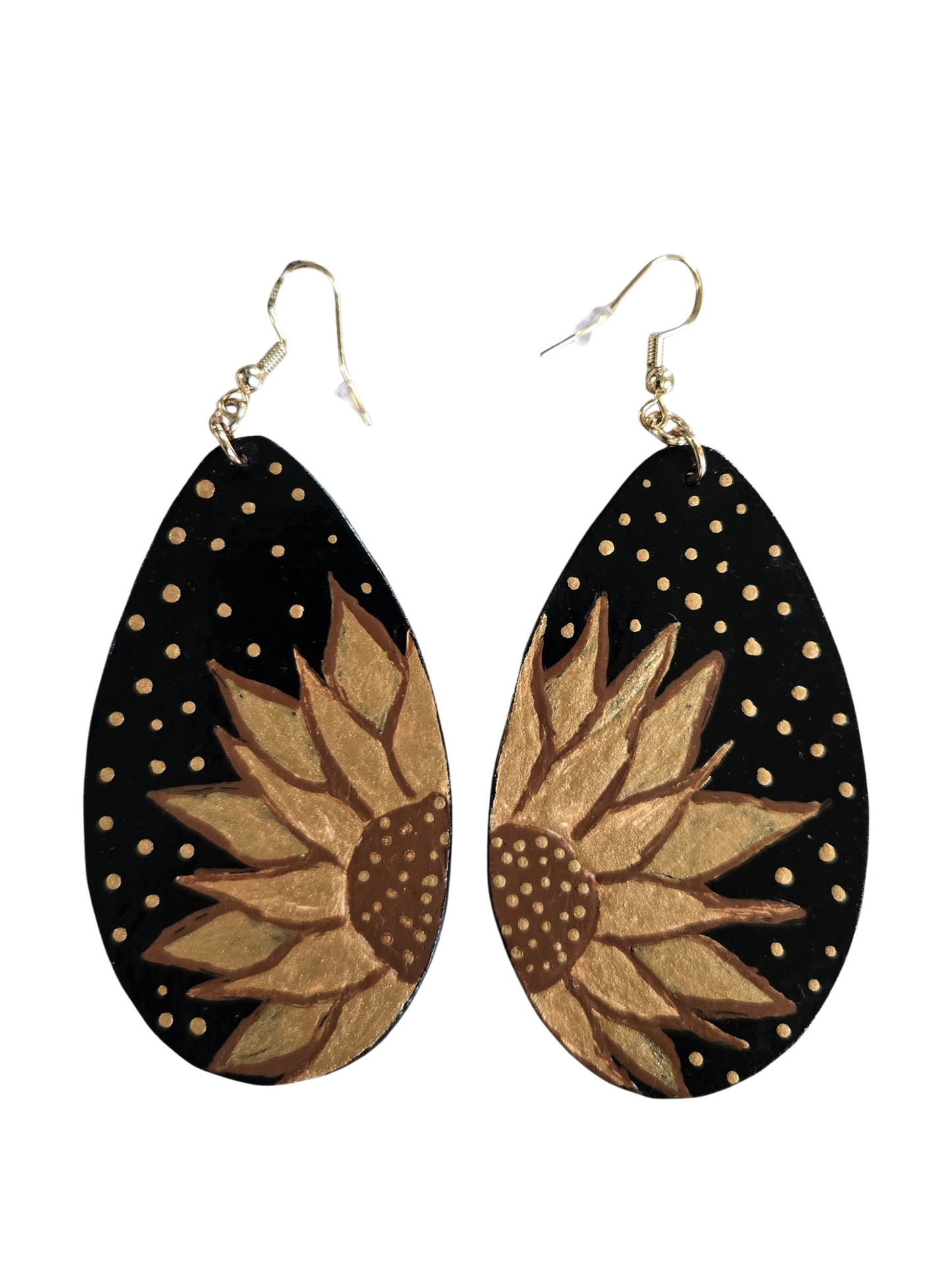 Elegant Black and Gold Sun Flower Paper Earrings