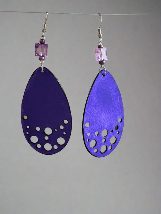 Handmade Purple Swiss Teardrop Earrings