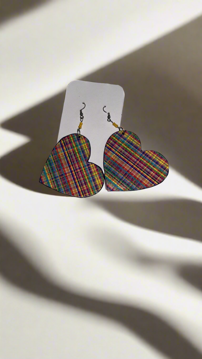 Love Blossoms Plaid Paper Earrings