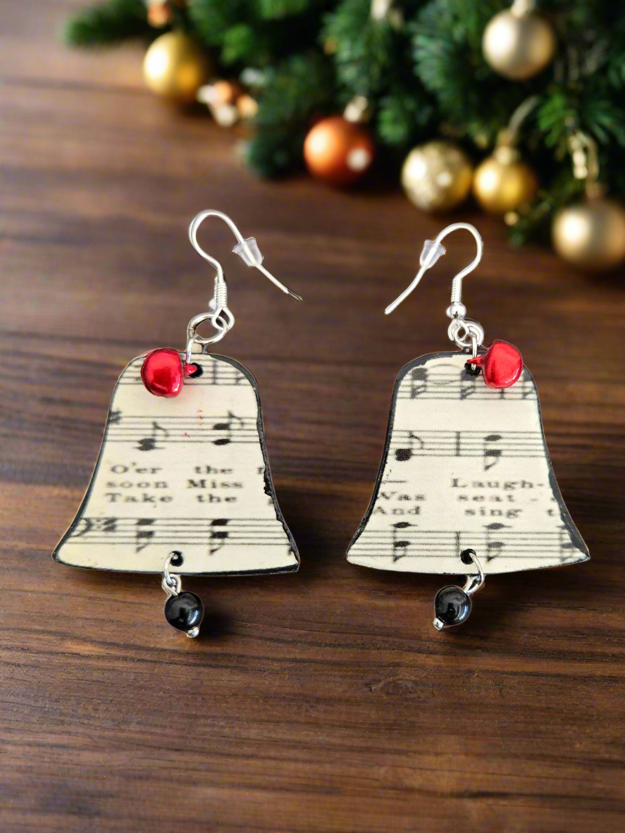 Vintage Music Melody Red Bell Earrings