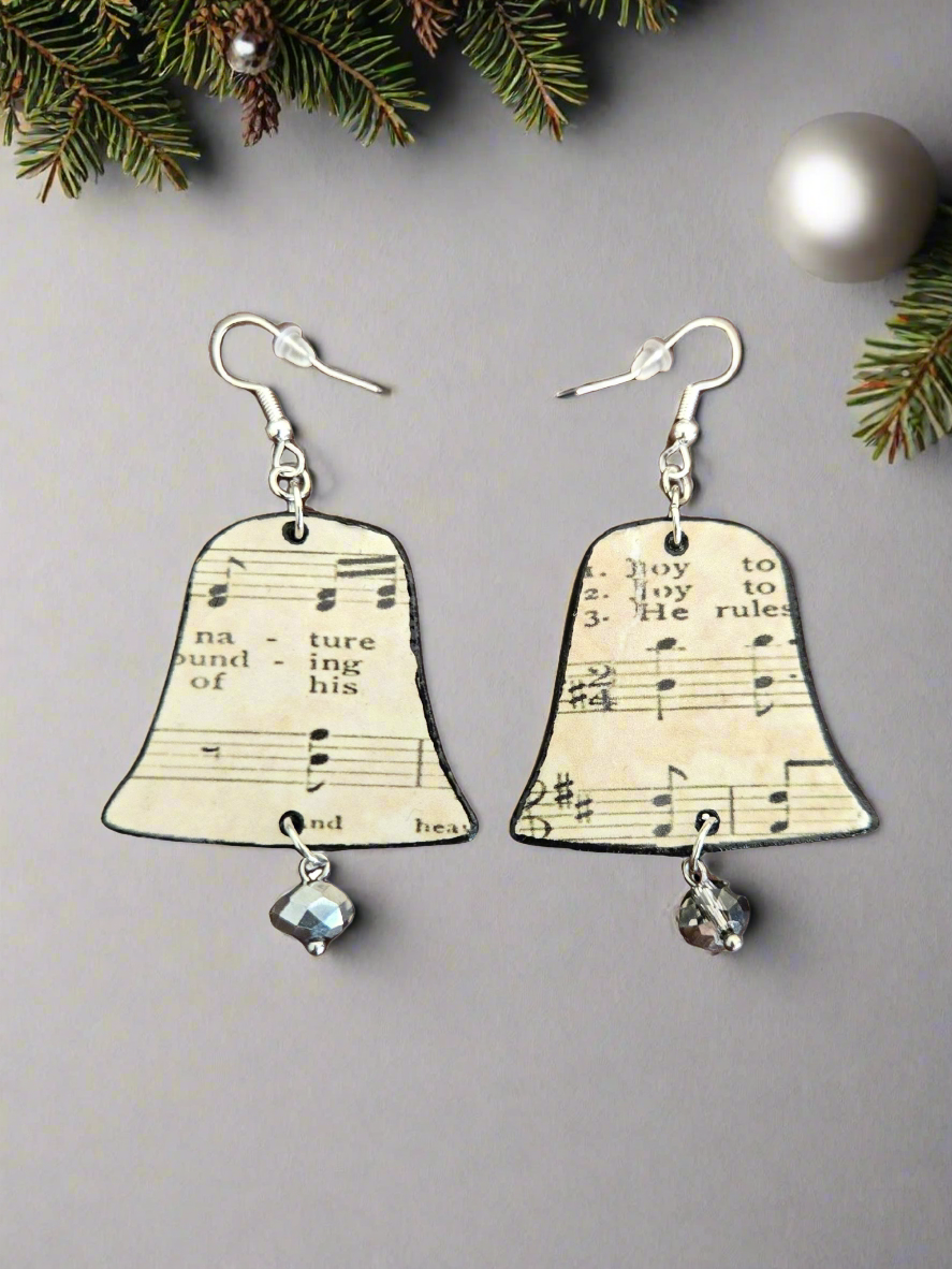 Jingle Notes: Vintage Sheet Music Bell Earrings