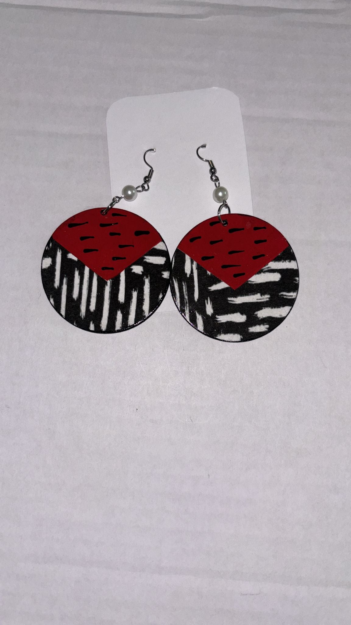 Bold Red and Black Patterned Earrings