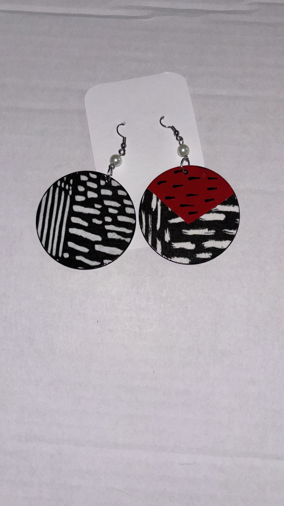 Bold Red and Black Patterned Earrings