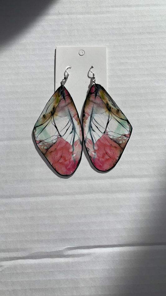 Handcrafted Butterfly Wing Earrings - Vibrant Watercolor Design